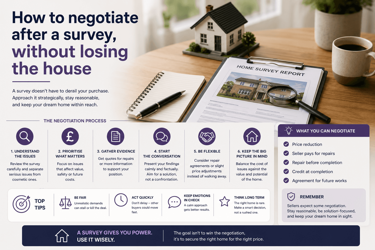 How to negotiate after a survey, without losing the house